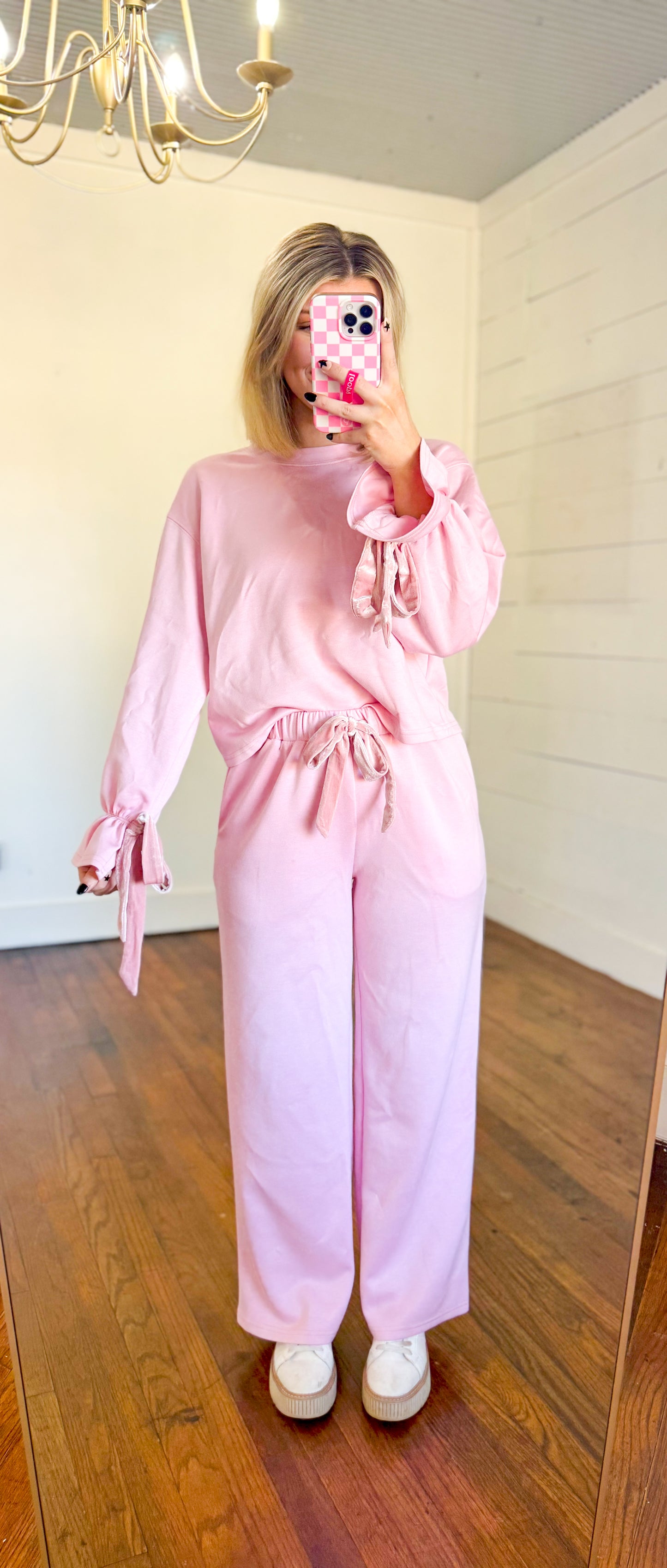 Bonbon Solid Pink w Bows Pajamas