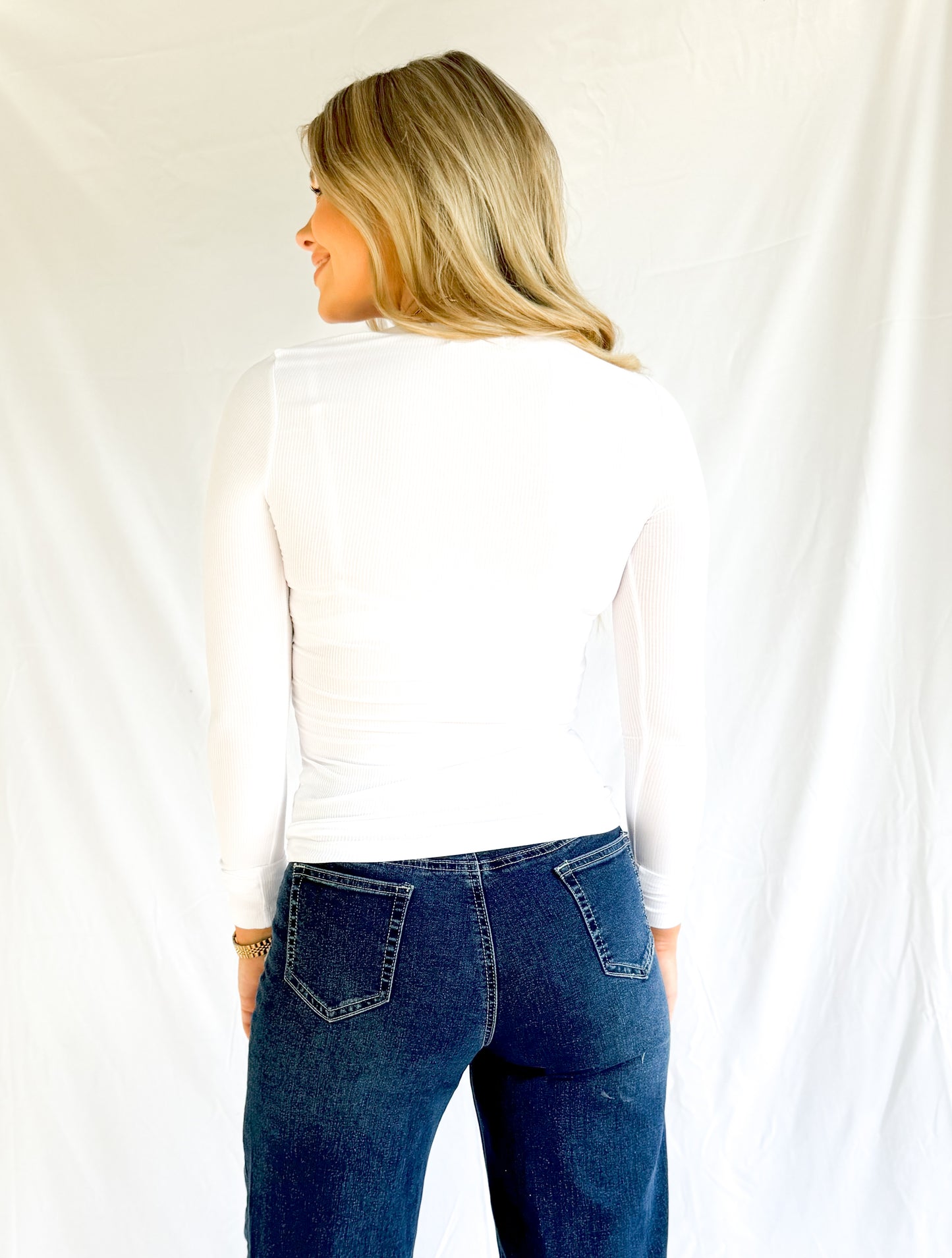 White rib long sleeve