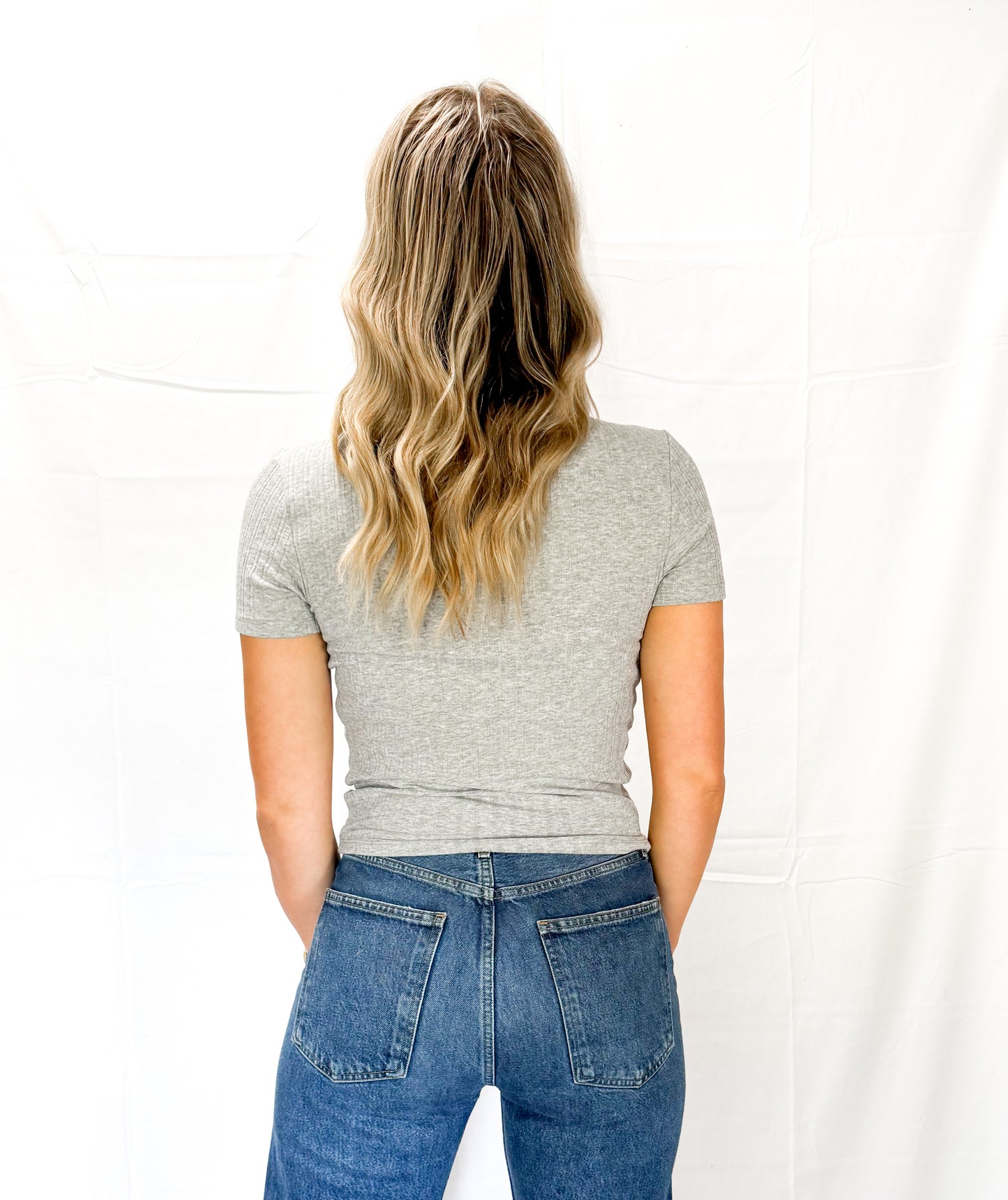 Heather Grey Short Sleeve Crew Neck Top