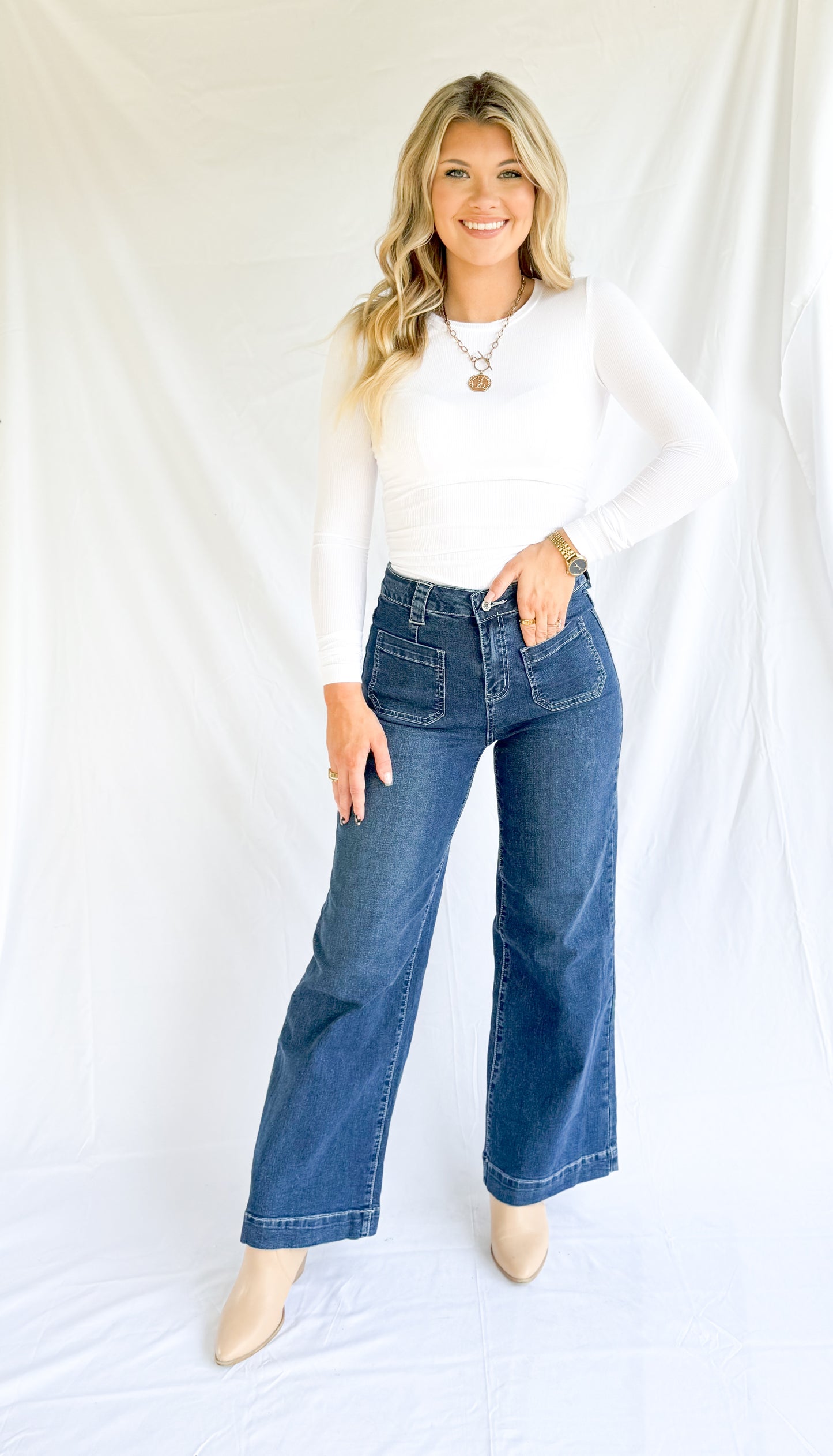 White rib long sleeve