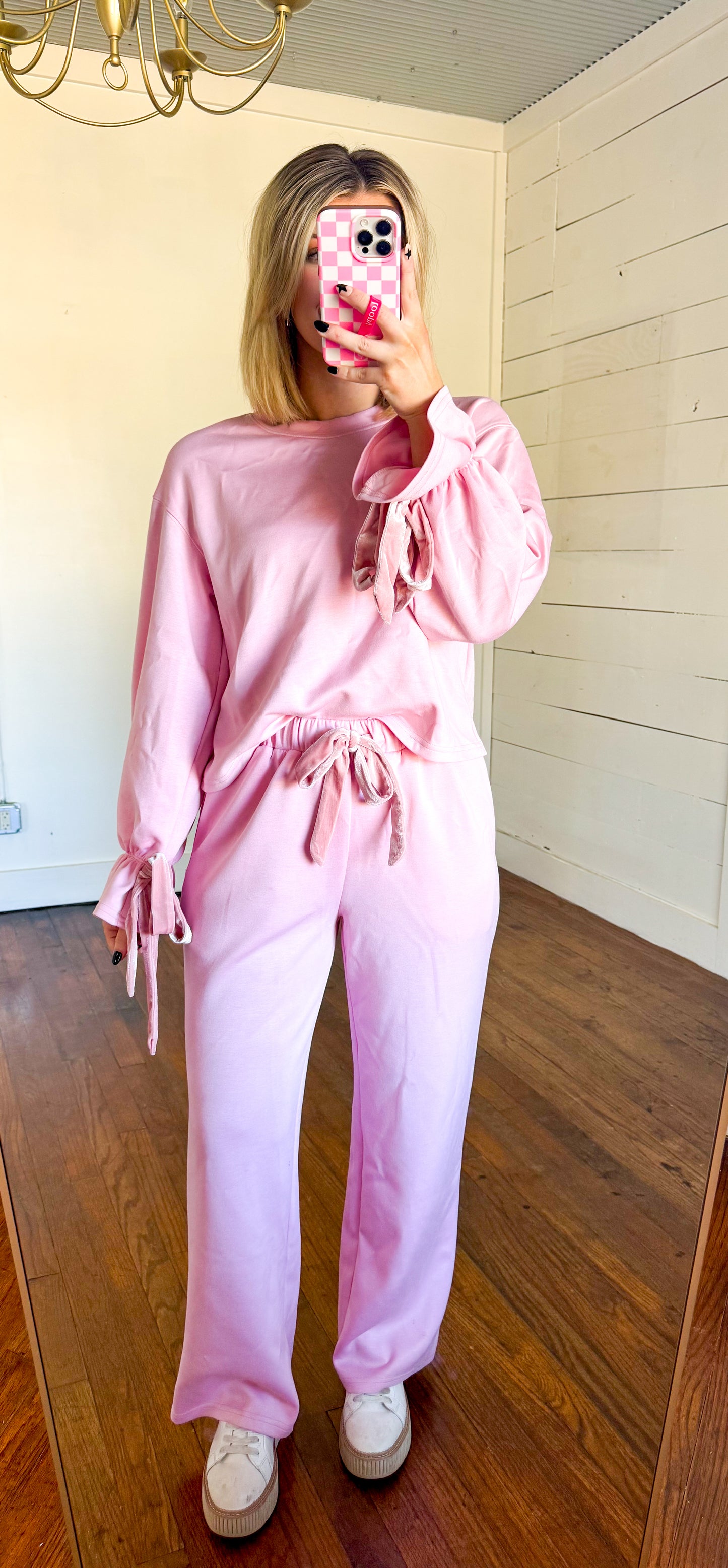 Bonbon Solid Pink w Bows Pajamas