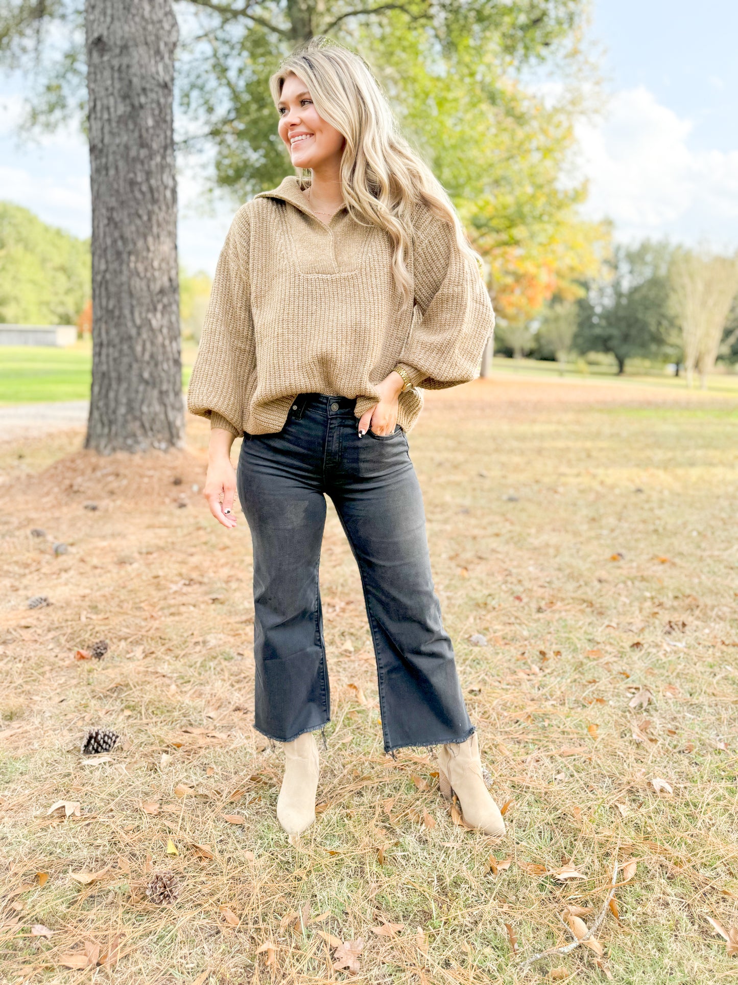 Camel Danae Henley Sweater