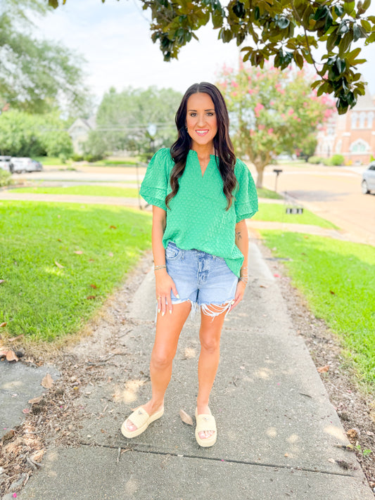 Green Textured Blouse