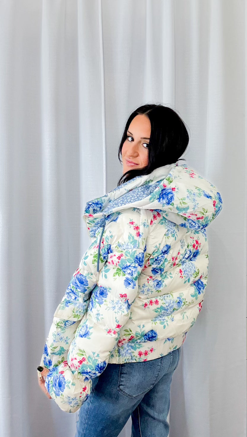 Floral Hooded Puffer Jacket