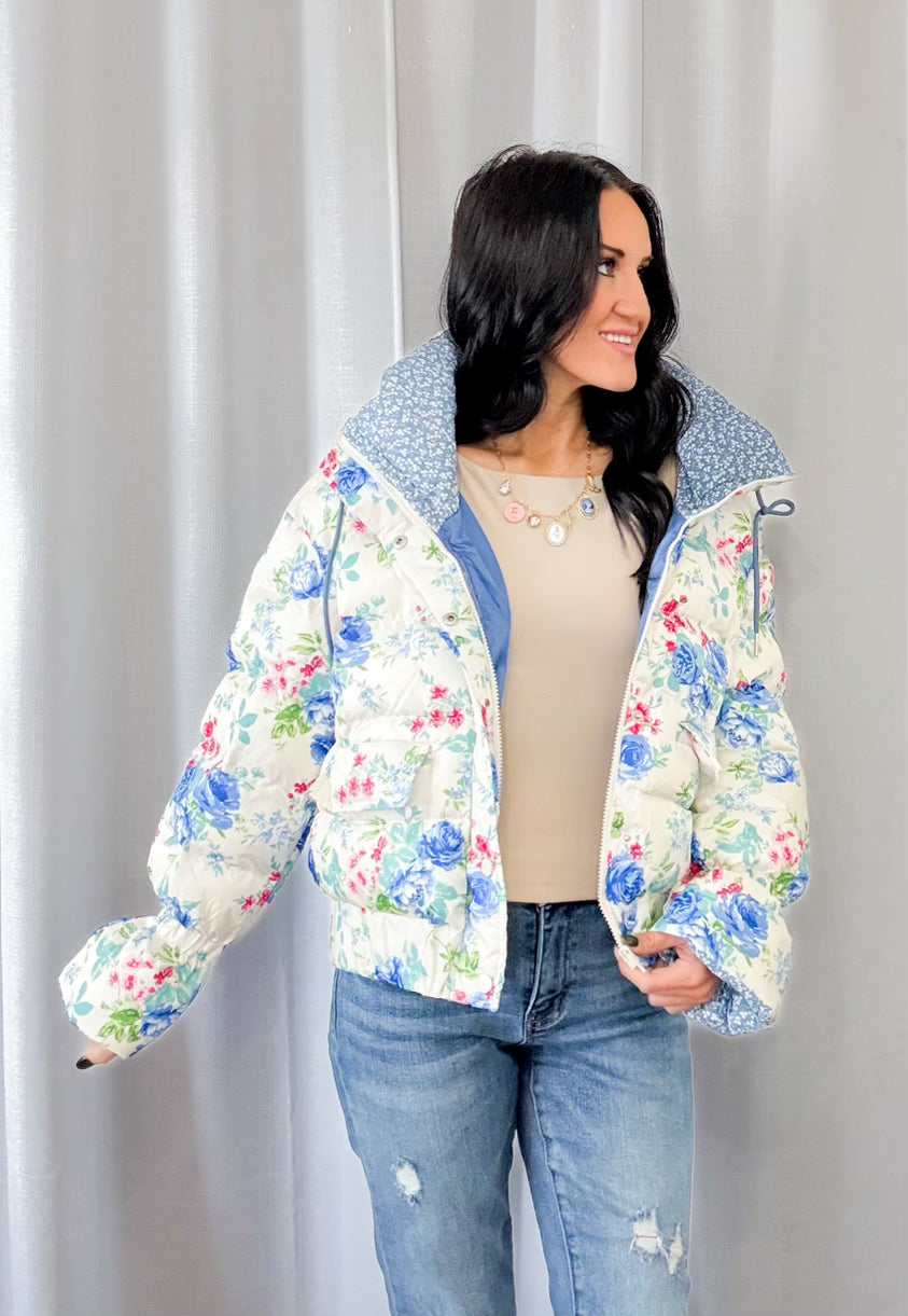 Floral Hooded Puffer Jacket